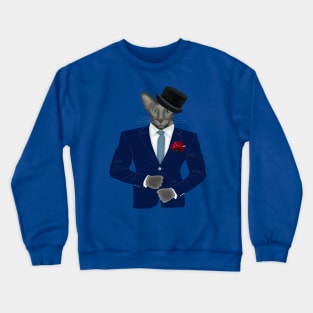 Gentleman Cat in suit, hats and with flowers Crewneck Sweatshirt